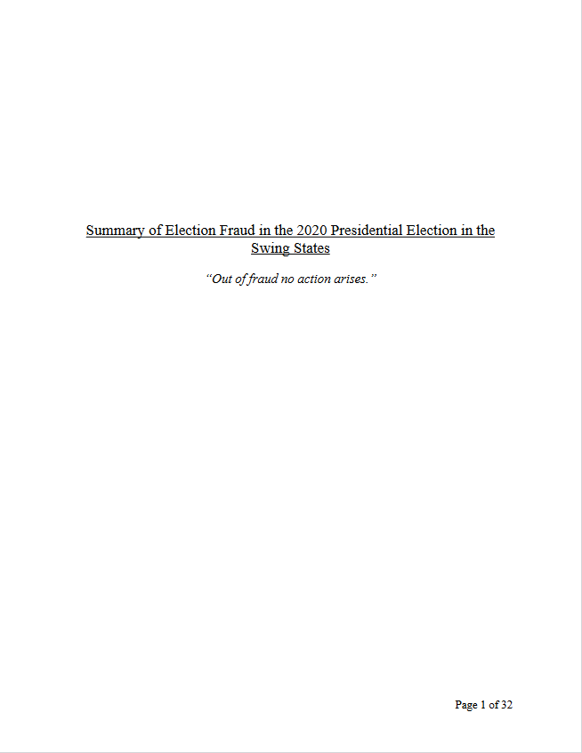 Summary of Election Fraud in the 2020 Presidential Election in the Swing States